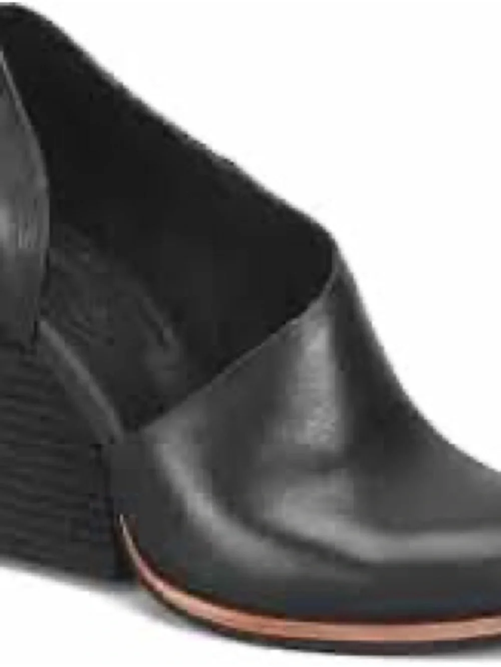 Kork-Ease Black Leather Wedge with Tan Accent